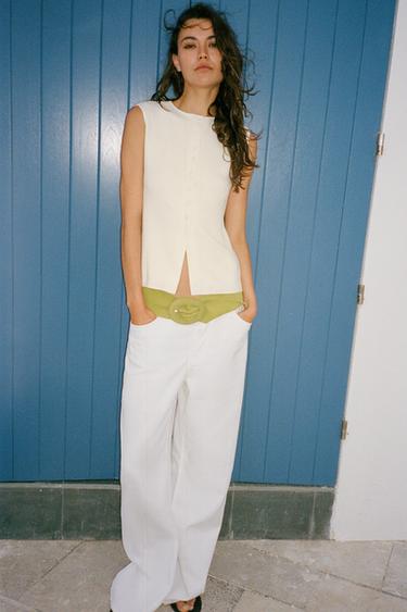 BUTTONED WAISTCOAT TOP - Oyster-white by Zara