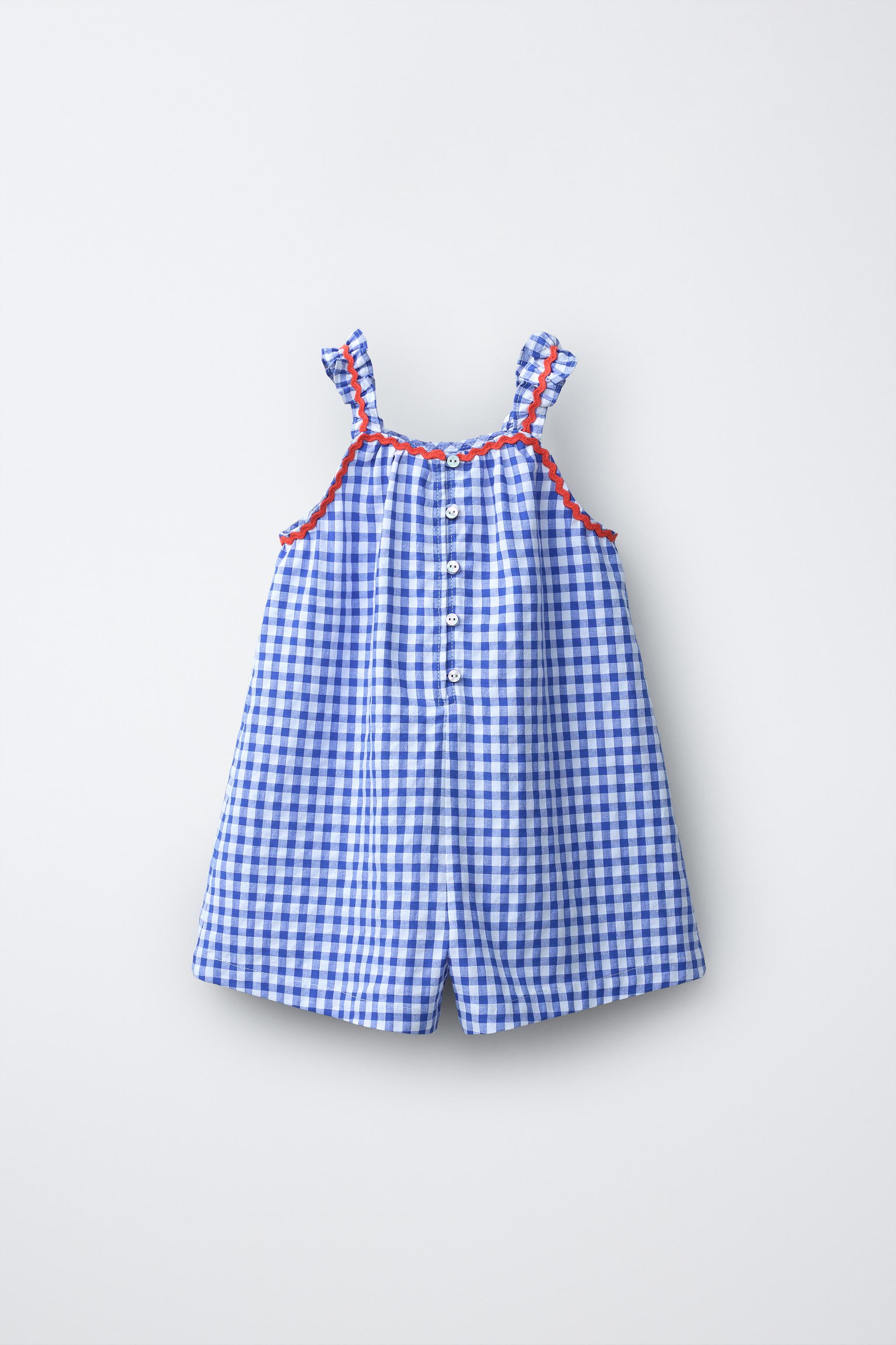 GINGHAM WAVE TRIM SHORT JUMPSUIT CASA LAWA X ZARA KIDS