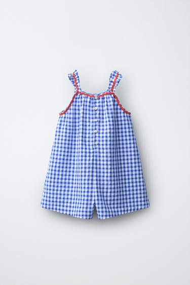 SCALLOPED GINGHAM PLAYSUIT - Bluish by Zara - Image 0