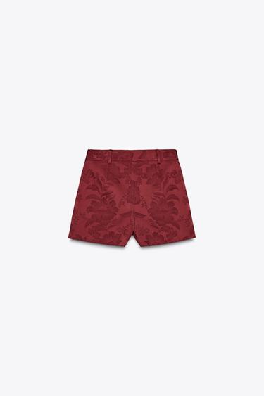 JACQUARD WRAP SKORT - Burgundy by Zara