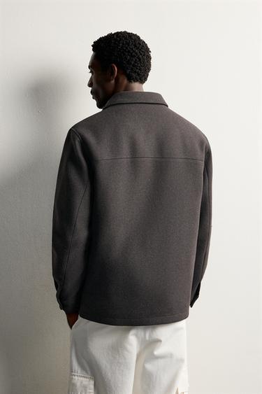 CONTRAST QUILTED OVERSHIRT — Brown 2