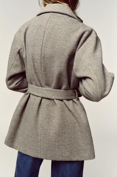 BLAZER DOUX CEINTURÉ - Sable / Chiné de Zara - Image 5