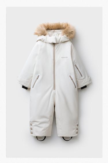 LONG FAUX FUR HOODIE WATER-RESISTANT AND WINDPROOF RECCO® SYSTEM SKI COLLECTION - Ecru by Zara