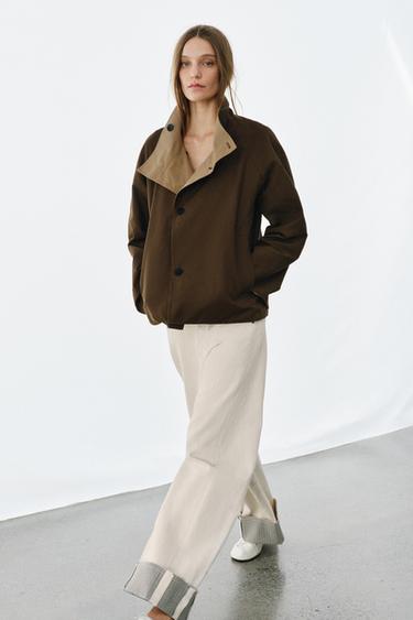 REVERSIBLE CHECK JACKET ZW COLLECTION - Light beige by Zara - Image 5