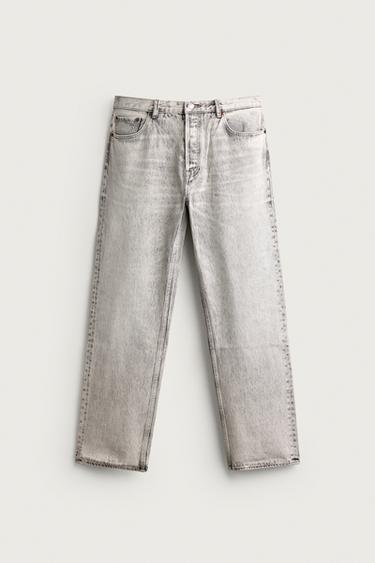 ACID WASH STRAIGHT FIT JEANS — Mid-gray 1