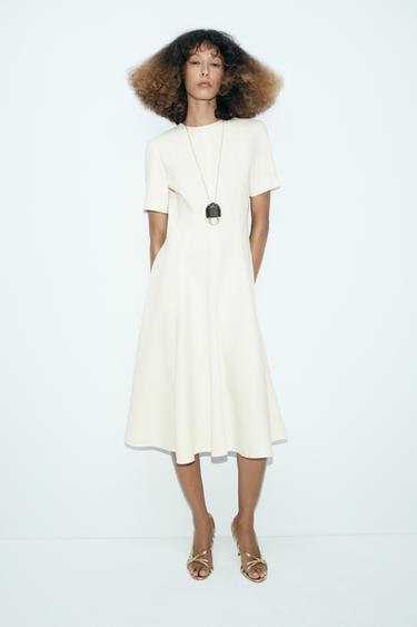 ZW COLLECTION MIDI DRESS WITH RUFFLES - Mid-ecru by Zara