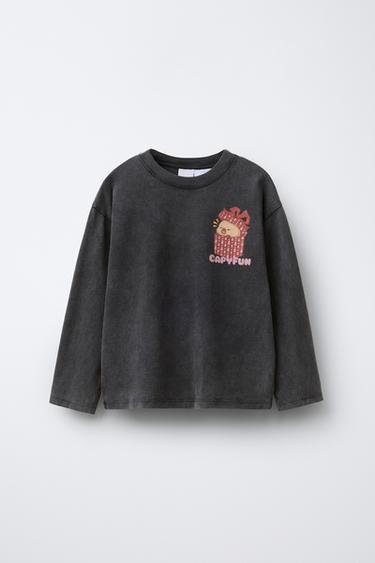 CAMISETA EFECTO LAVADO CAPIBARA CAPYFUN © - Gris antracita de Zara