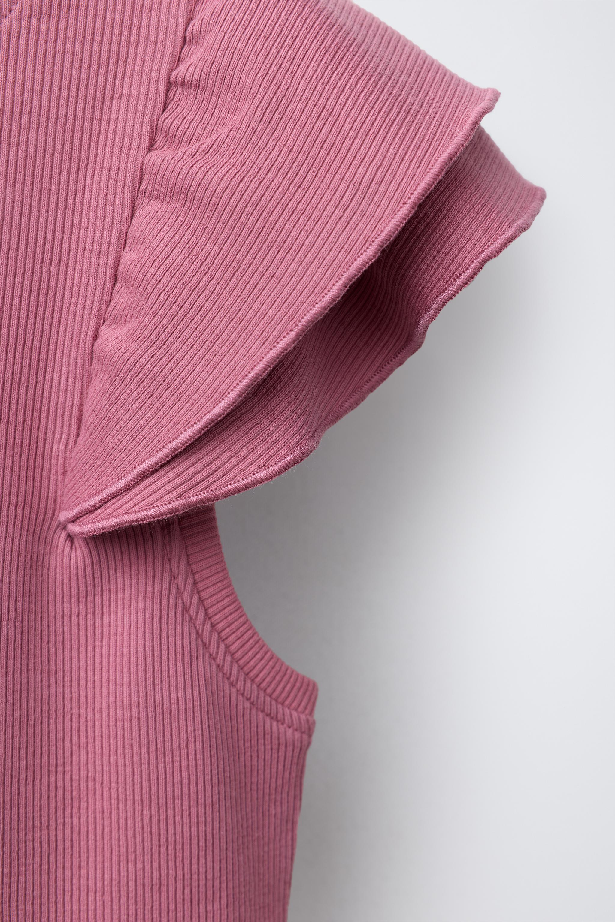 RUFFLED RIBBED T-SHIRT