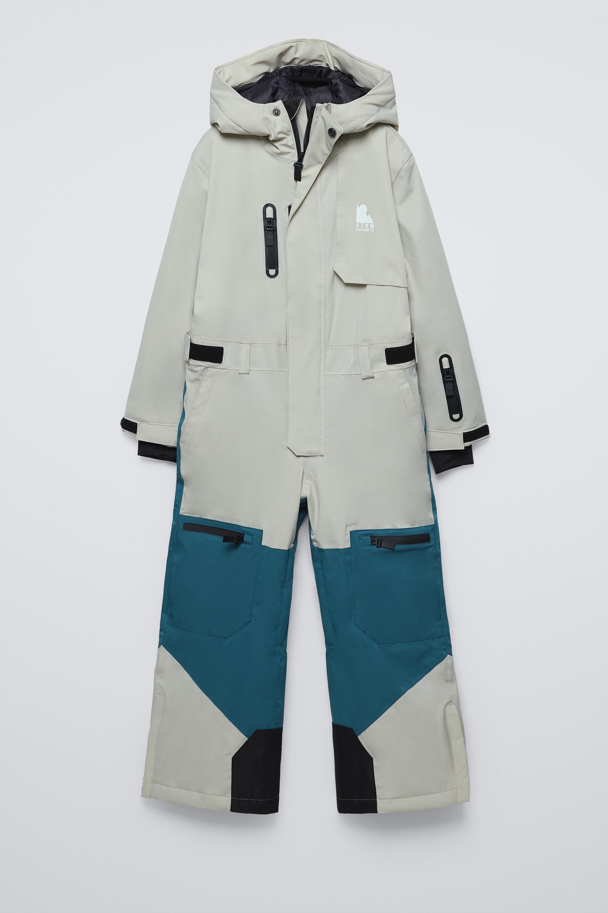 WINDPROOF AND WATER-REPELLENT HOODED SKI JUMPSUIT WITH RECCO® SYSTEM -  Stone | ZARA Ireland