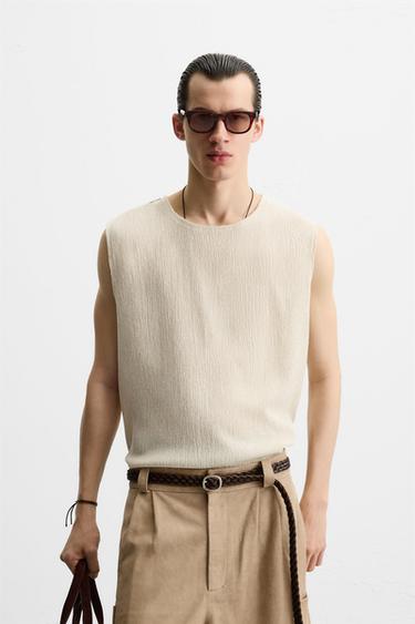 TEXTURED TANK TOP - Oyster-white by Zara