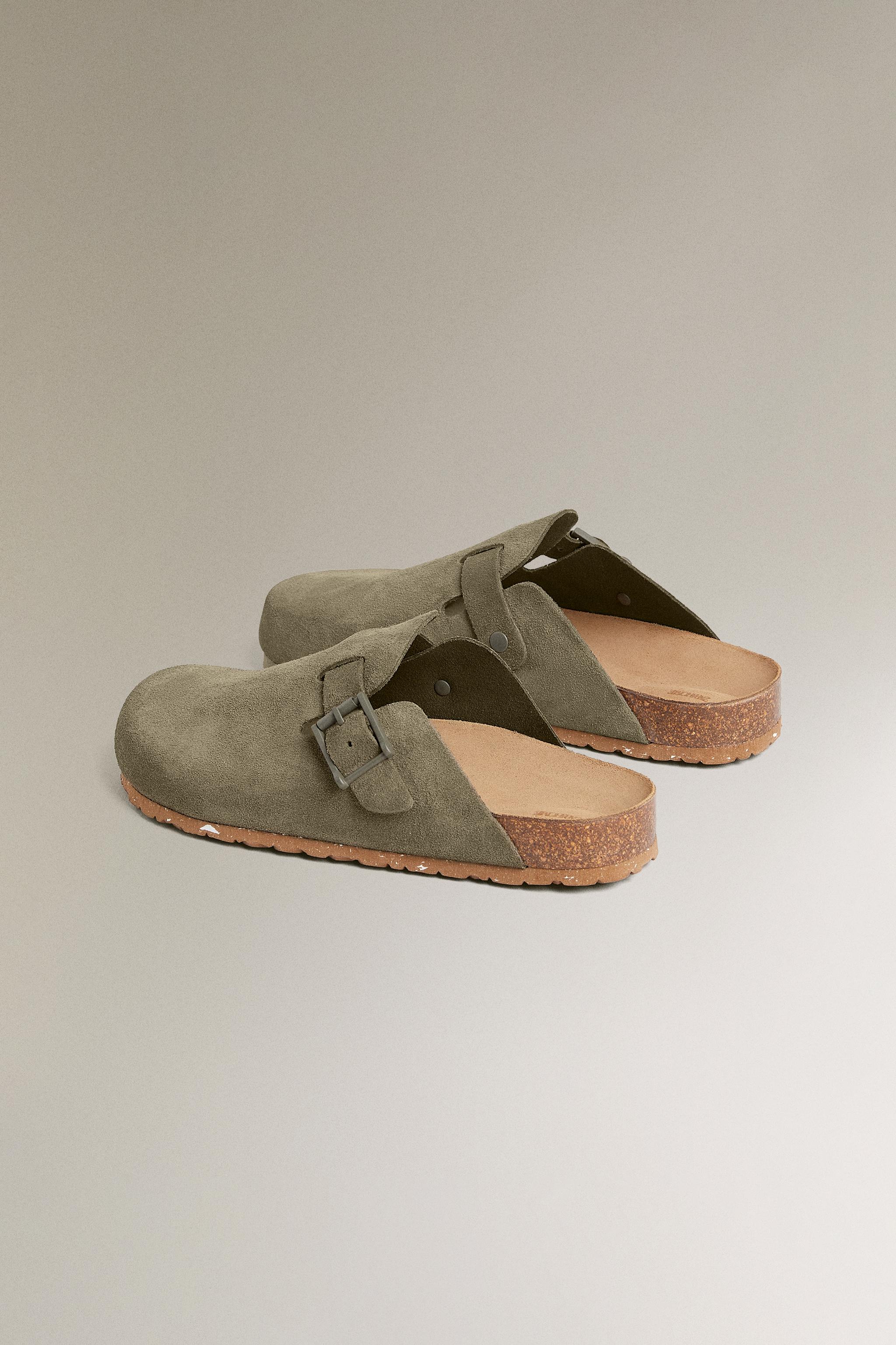 バックル レザー クロッグサンダル - グリーン | ZARA Japan / 日本