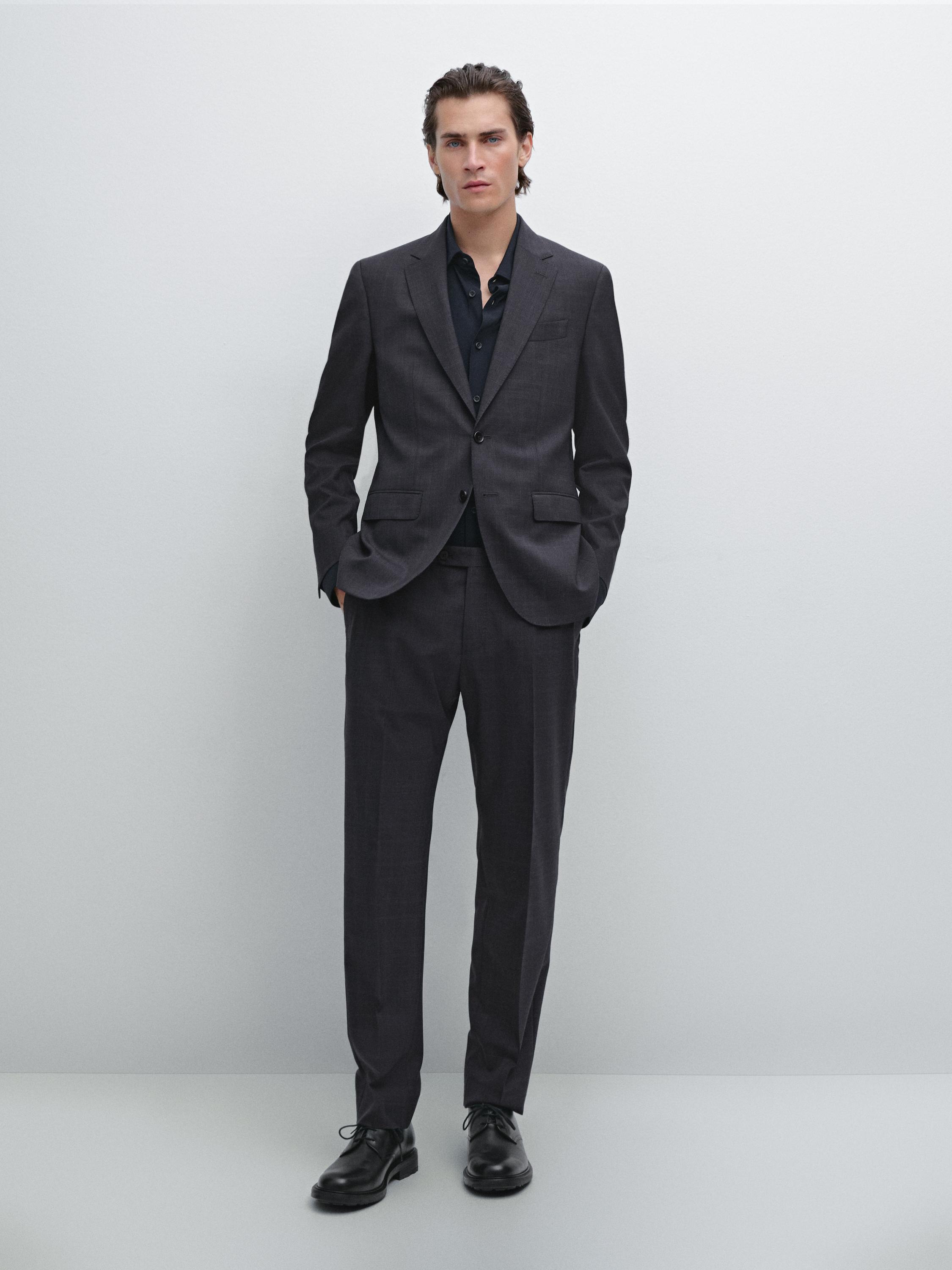 Veste de costume à carreaux 100 % laine