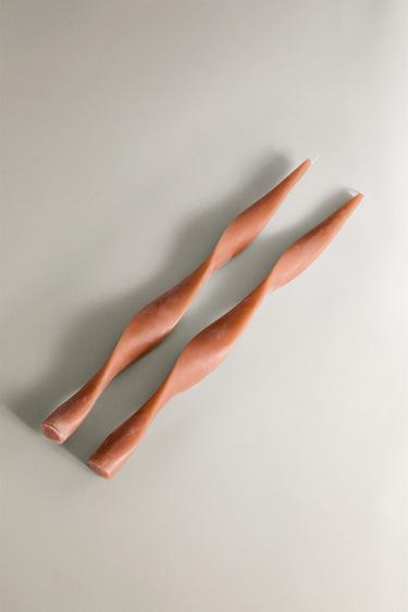 SET OF DECORATIVE POWDERED CANDLES (SET OF 2) - Brown by Zara - Image 1
