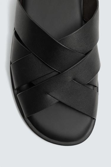 SANDALES EN CUIR À BRIDES - Noir de Zara - Image 5