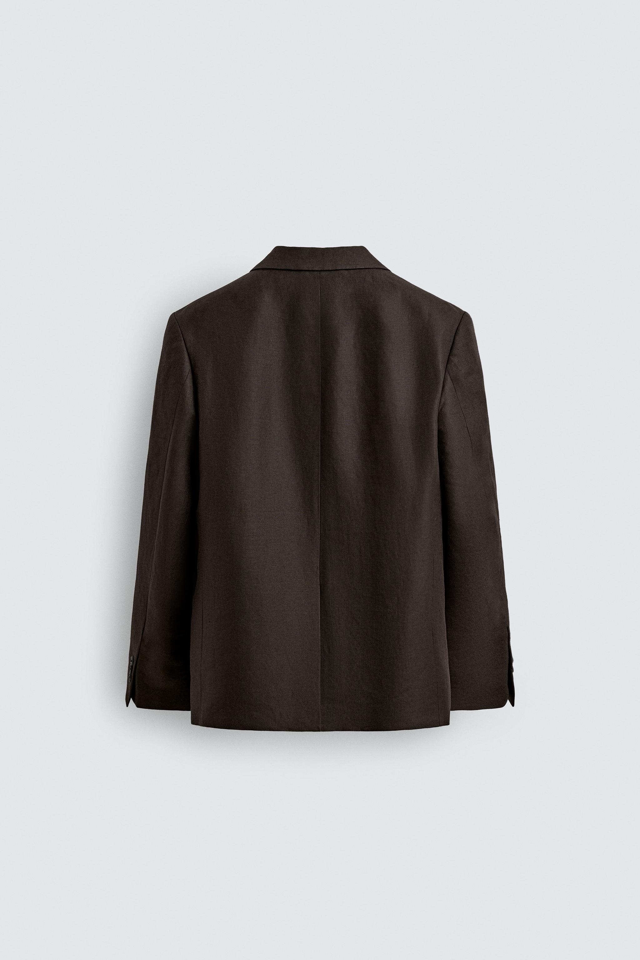 ダブルブレスト100%リネンブレザー - ブラウン | ZARA Japan / 日本