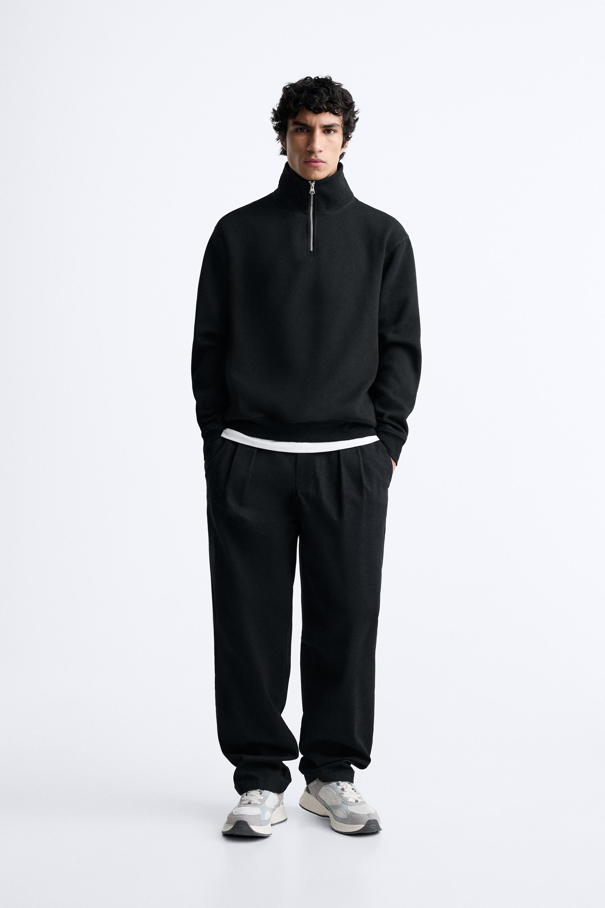 ZIP COLLAR SWEATSHIRT - Black | ZARA United States