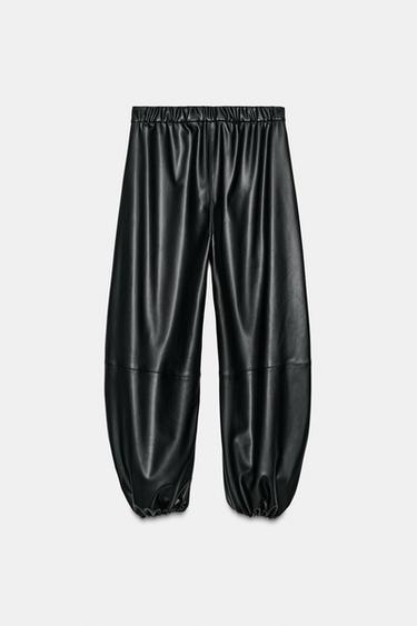 ZW COLLECTION LEATHER EFFECT BALLOON TROUSERS - Black by Zara - Image 4