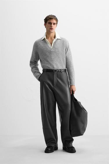 СВИТЕР ИЗ ХЛОПКА С V-ОБРАЗНЫМ ВЫРЕЗОМ — СЕРЫЙ С МЕЛАНЖЕВЫМ ЭФФЕКТОМ от Zara — изображение 0
