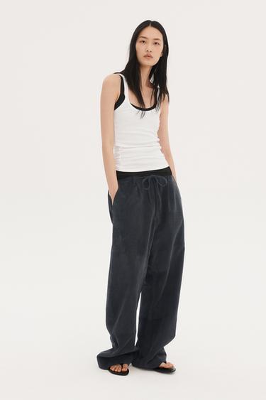 LIMITED EDITION SUEDE LEATHER TROUSERS - Anthracite grey by Zara