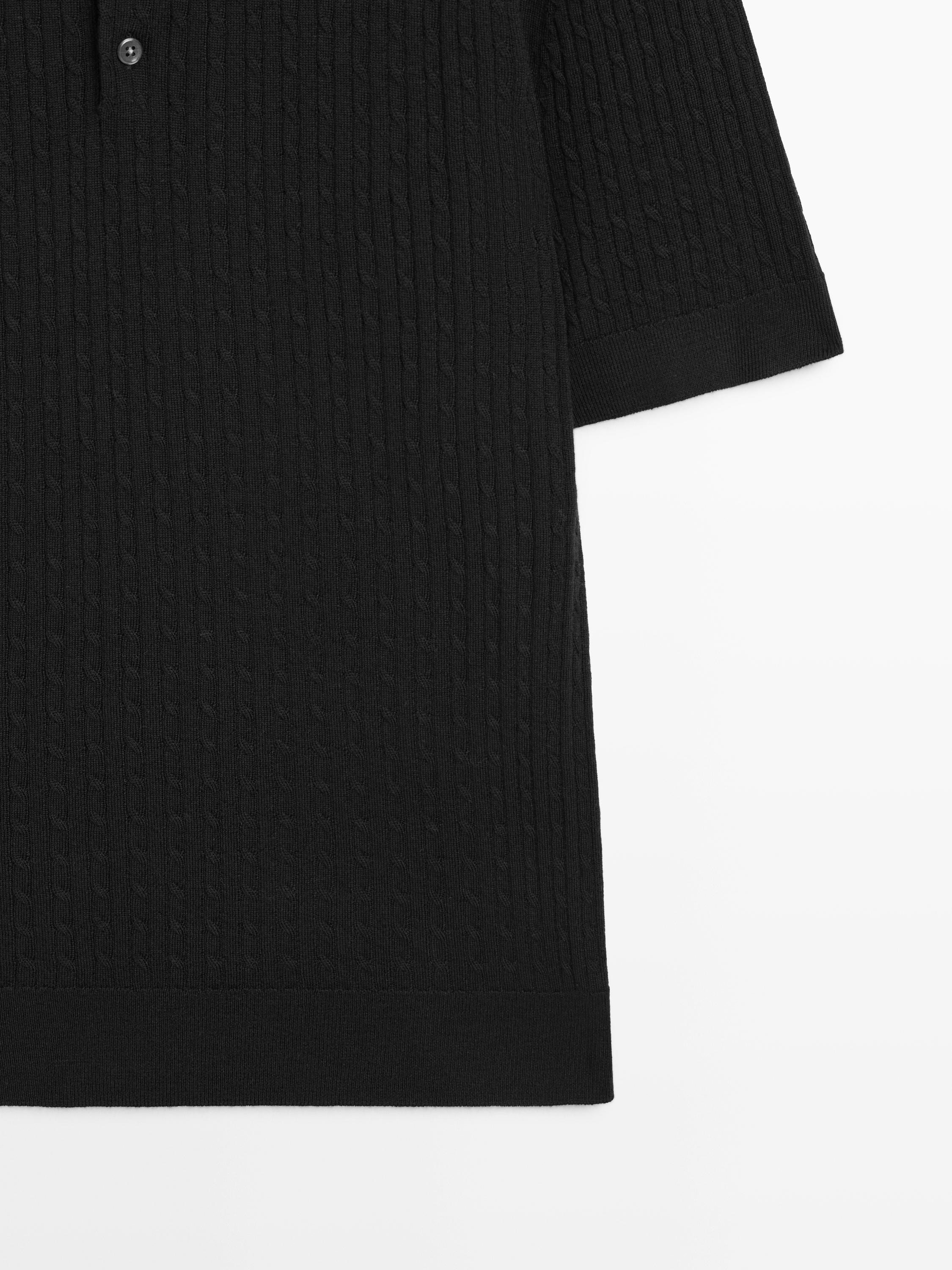 Merino wool knit polo sweater