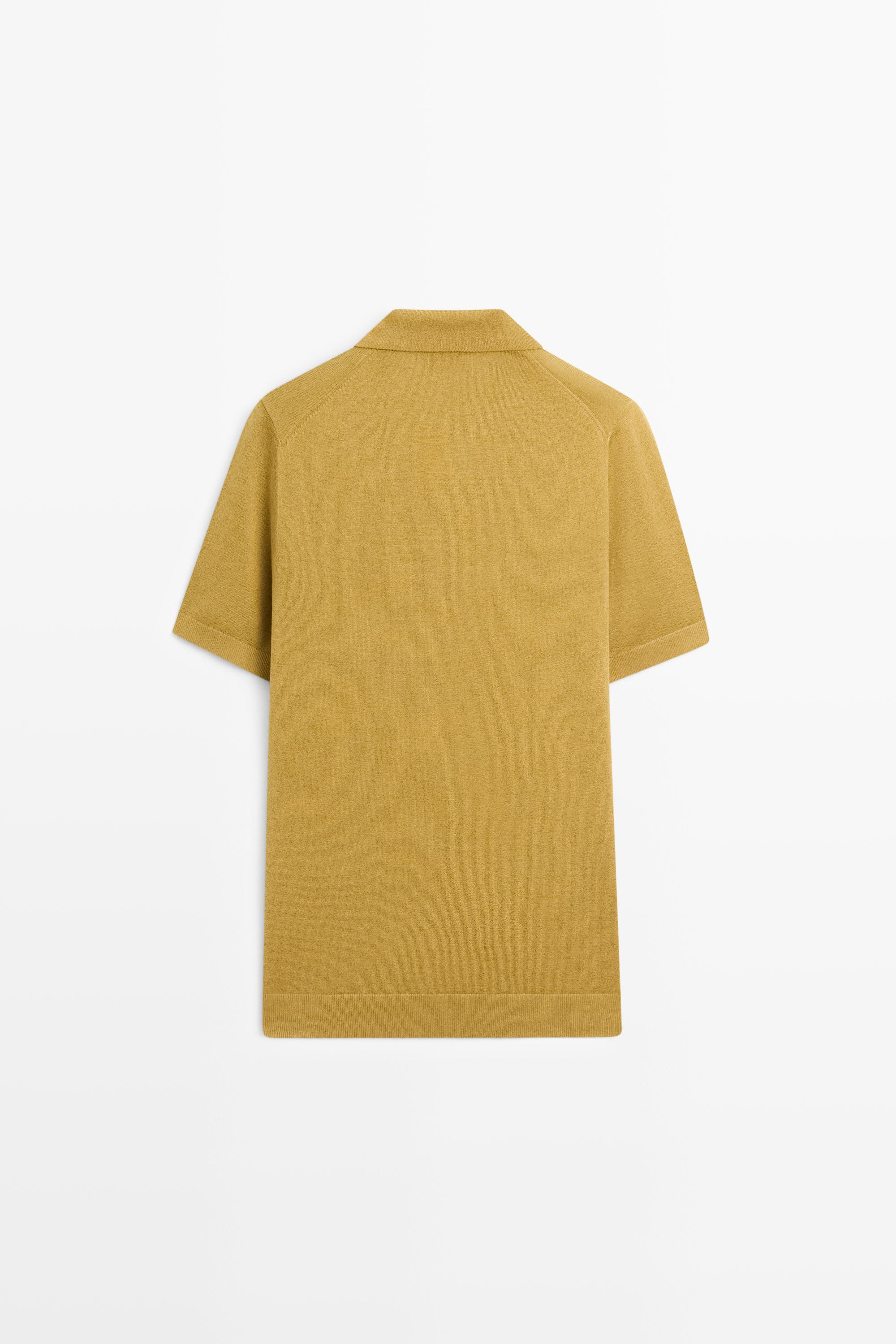 Polo en maille à manches courtes coton et lin