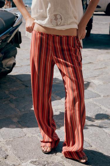 PANTALON FLUIDE À RAYURES - Rouges de Zara - Image 6