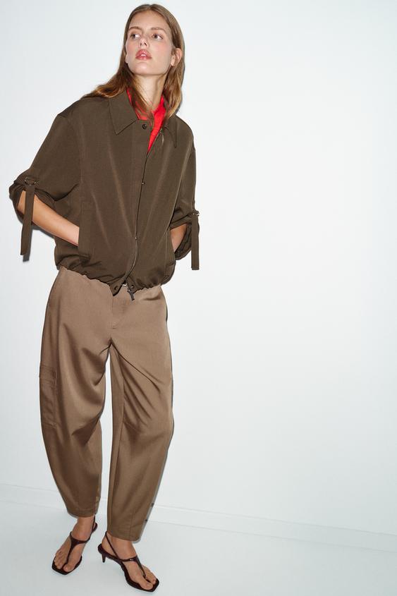 TABBED SLEEVE BOMBER JACKET