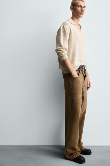 KNITTED RIPPED-EFFECT POLO SHIRT - Ecru by Zara - Image 5