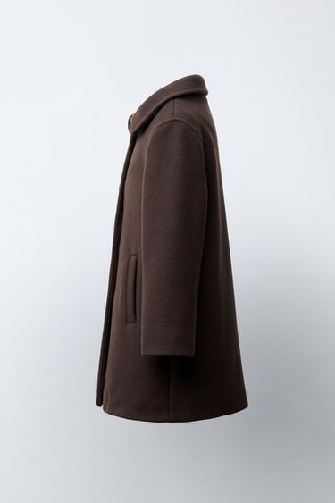 MANTEAU LONG AVEC LAINE ET CACHEMIRE - Chocolat de Zara - Image 2
