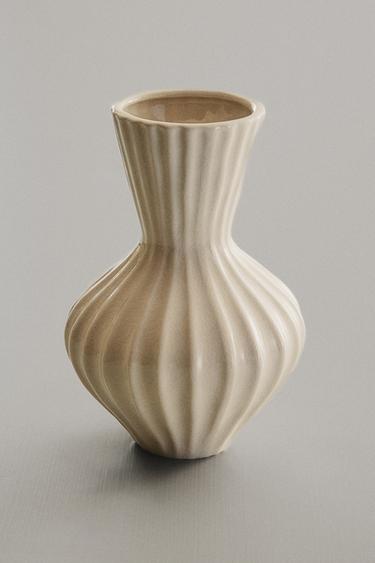 VASE RAYÉ MINI EN CÉRAMIQUE ÉMAILLÉE - Crème de Zara