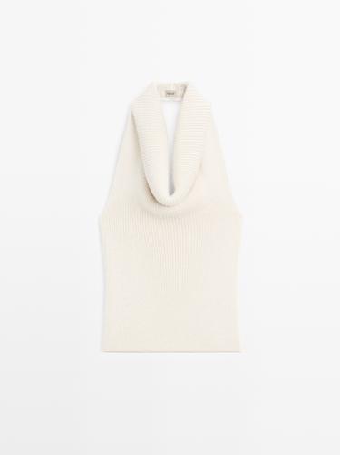 Zara Knit alpaca and silk halter top - LIMITED - Ecru