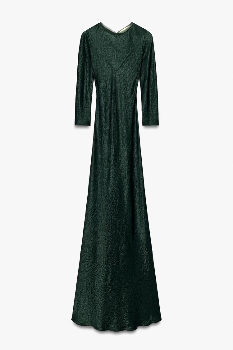 Vestido largo efecto arrugado tul zw collection