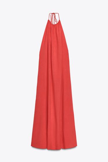 OPEN BACK HALTER DRESS - Red / Coral by Zara - Image 1
