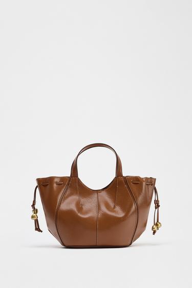 BEADED STRAP HANDBAG - Dark tan by Zara