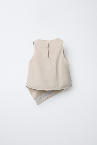 ASYMMETRIC JEWEL TOP - Sand by Zara
