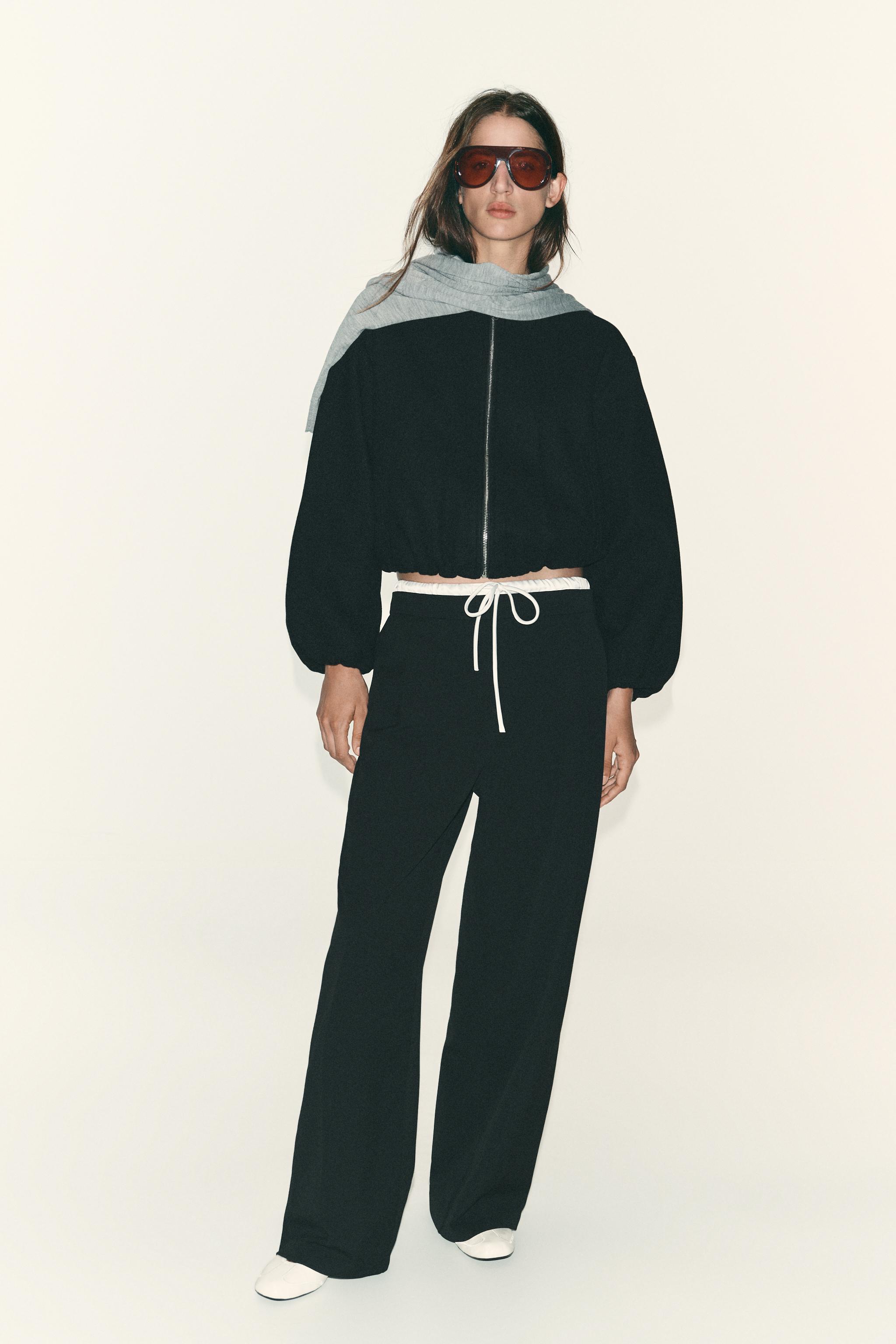 Женские брюки Zara DOUBLE WAISTBAND WIDE-LEG TROUSERS