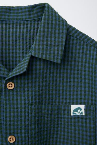 SEERSUCKER SHIRT WITH POCKET - Blue green by Zara - Image 2