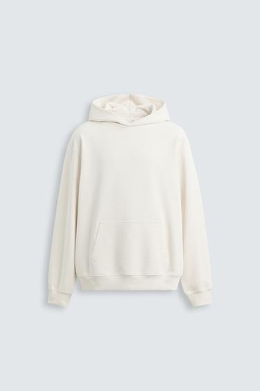 MOLETOM COM CAPUZ BÁSICO - Branco-marfim da Zara
