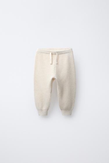 KNITTED JOGGERS - Light beige by Zara
