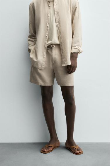 BERMUDA SHORTS LINEN BLEND - Light beige by Zara