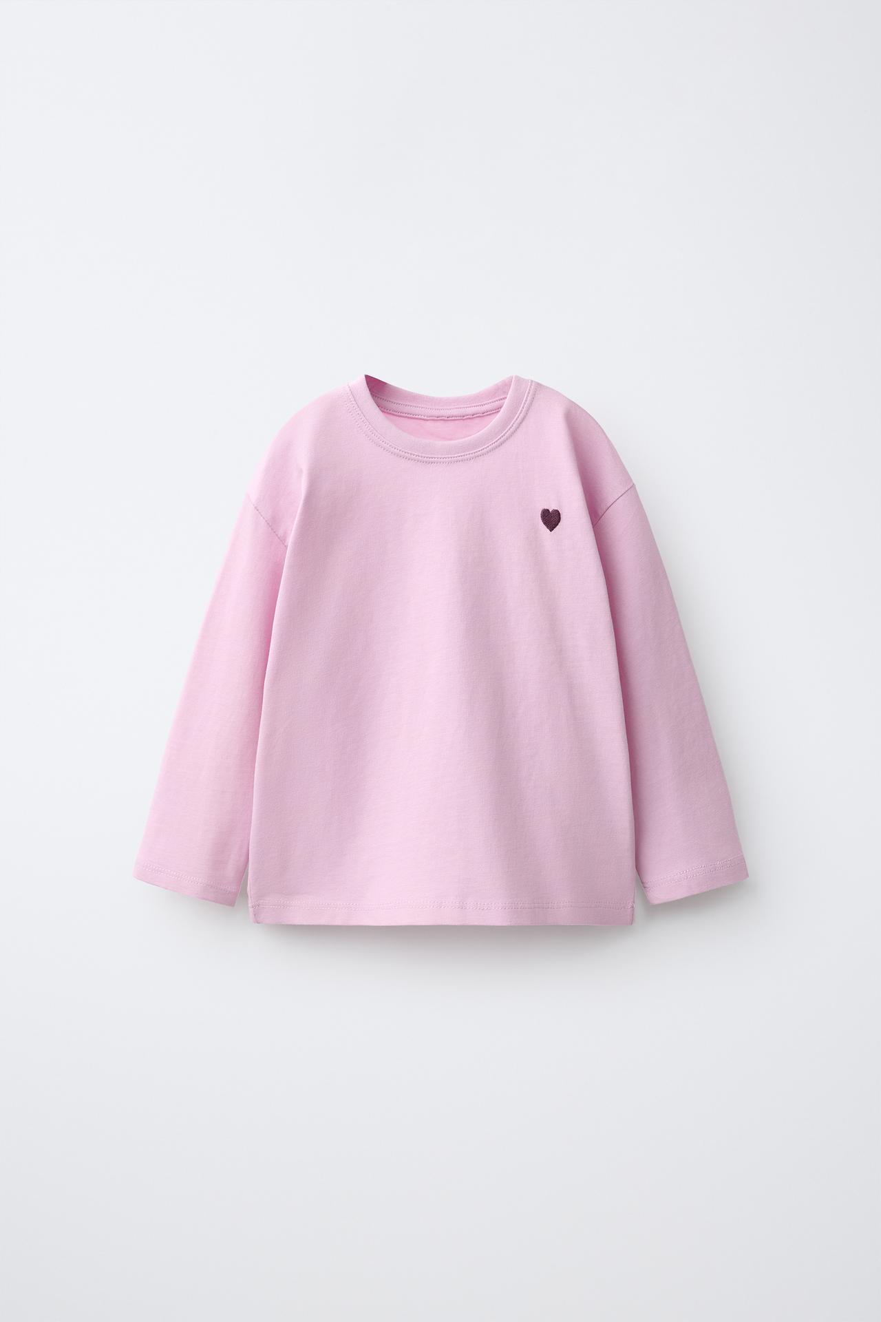 EMBROIDERED HEART T-SHIRT — Pink