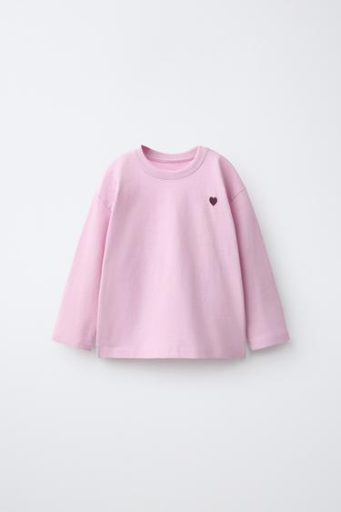 EMBROIDERED HEART T-SHIRT - Pink by Zara