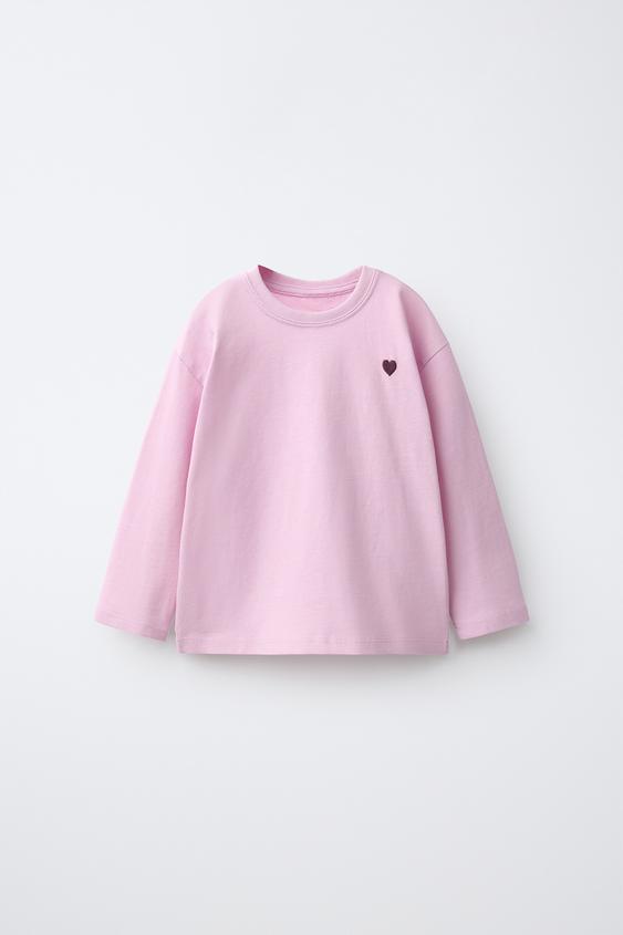 EMBROIDERED HEART T-SHIRT - Pink by Zara - Image 0