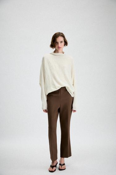 Zara MINI FLARE PANTS - Light brown