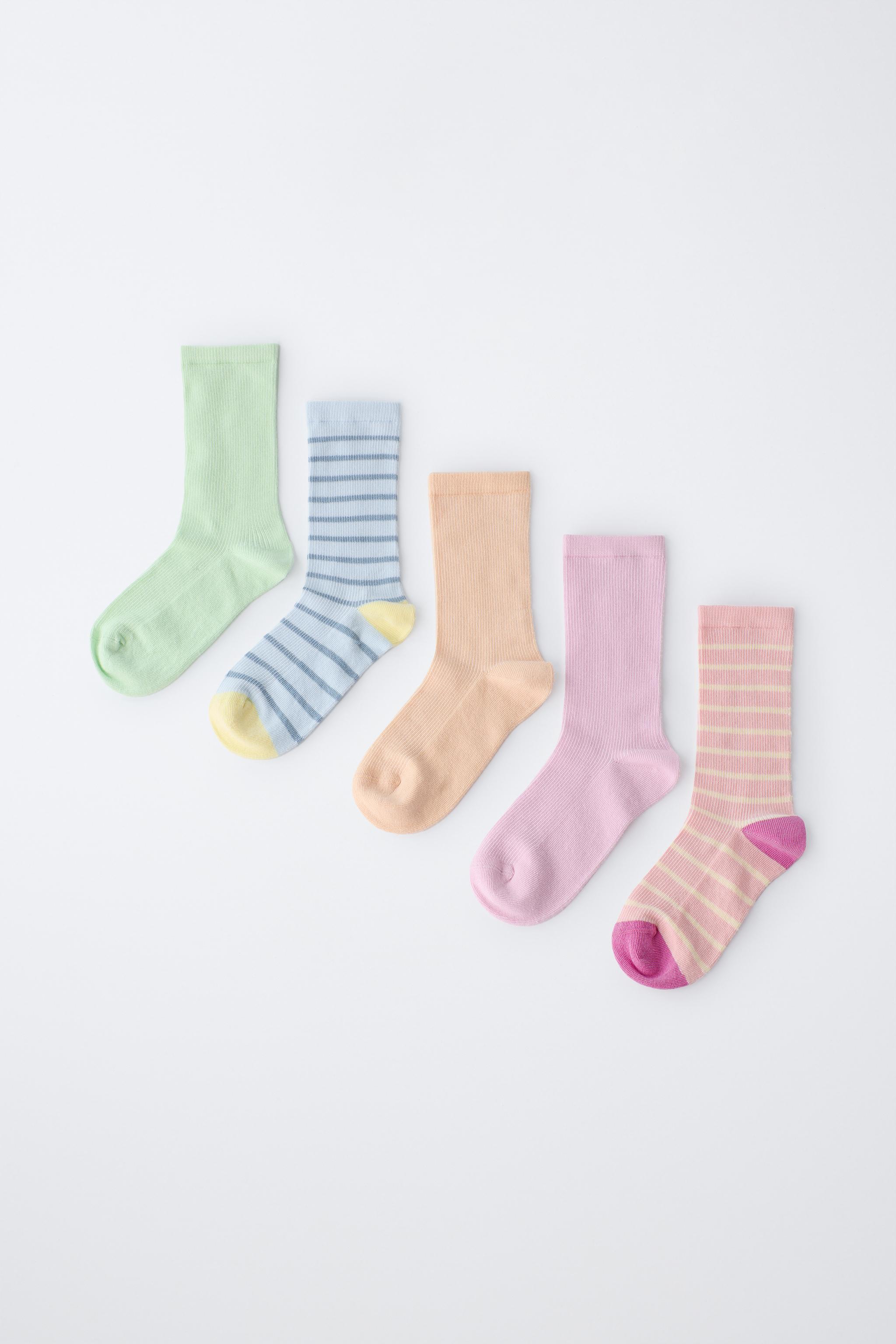 LOT DE CINQ CHAUSSETTES HAUTES À RAYURES