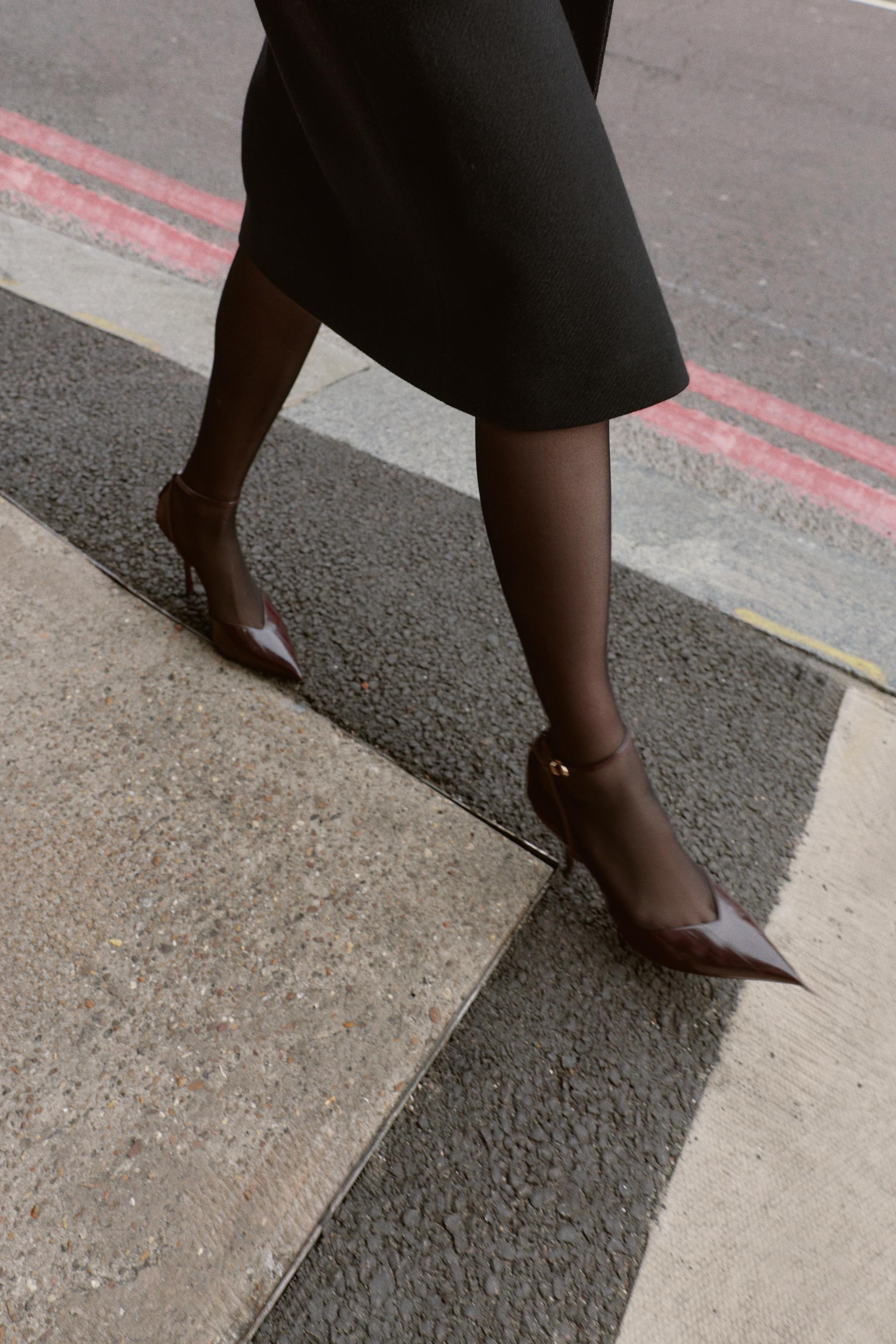 STRAPPY PATENT FINISH SLINGBACK SHOES - Burgundy Red | ZARA United
