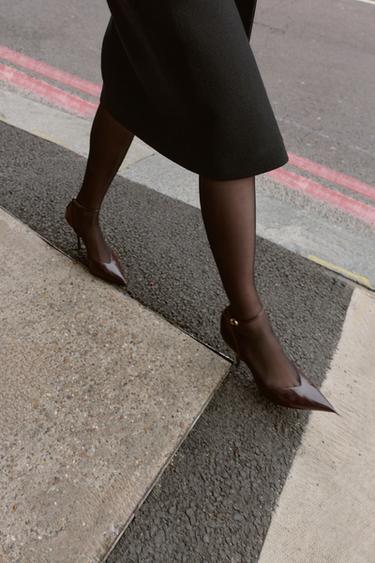 FAUX-PATENT SLINGBACK SHOES WITH STRAPS - Burgundy Red by Zara - Image 2