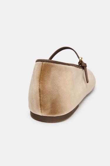 BALLERINES EFFET VELOURS - SABLE/MARRON de Zara - Image 3
