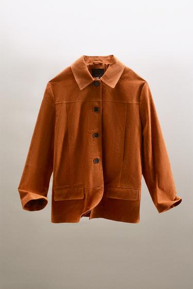 100% SUEDE LEATHER JACKET - Burnt orange by Zara