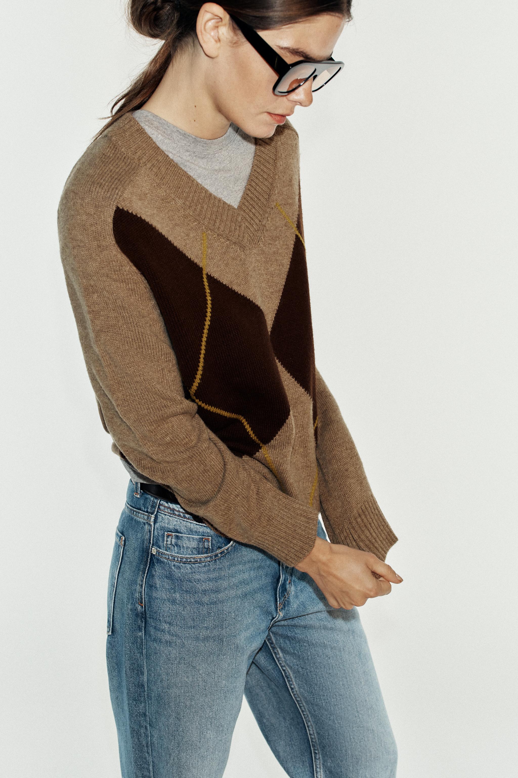 Женские свитеры Zara ARGYLE KNIT SWEATER — фото 6